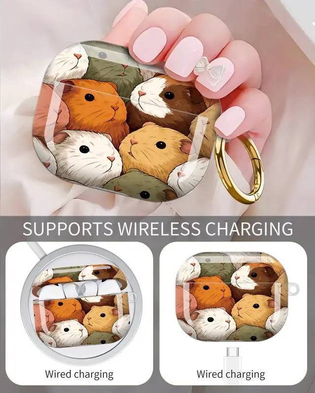 Alt view image 3 of 6 - Compatible with AirPod Pro 3 Case 2025,Shockproof Protective Cover with Keychain,Multi-Theme Graphic Design Shell for Men Women,Ideal for Gym&Travel(Cute Guinea Pigs)