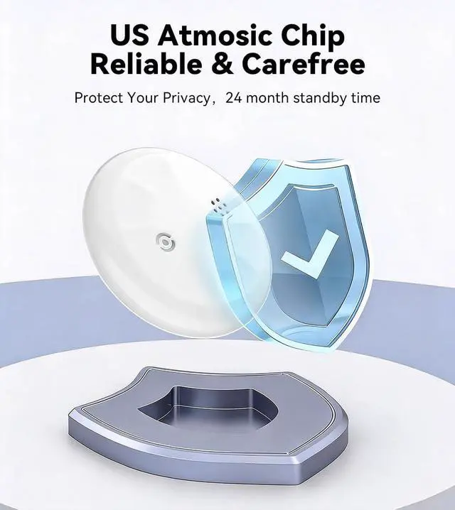 Alt view image 2 of 6 - 2-Pack Air Tracker Tags, Apple Find My Compatible 2-Year Replaceable Battery, MFi Certified Bluetooth Mini Smart Tracker Luggage & Item Locator for Keychain, Backpacks, Pet Collars White (iOS Only)