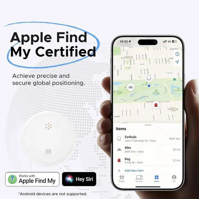 Alt view image 4 of 6 - 2-Pack Air Tracker Tags, Apple Find My Compatible 2-Year Replaceable Battery, MFi Certified Bluetooth Mini Smart Tracker Luggage & Item Locator for Keychain, Backpacks, Pet Collars White (iOS Only)