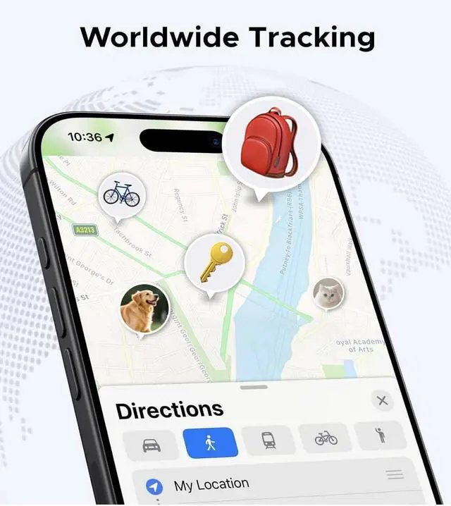 Alt view image 6 of 6 - 2-Pack Air Tracker Tags, Apple Find My Compatible 2-Year Replaceable Battery, MFi Certified Bluetooth Mini Smart Tracker Luggage & Item Locator for Keychain, Backpacks, Pet Collars White (iOS Only)