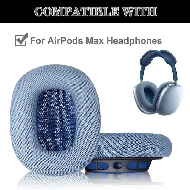 Alt view image 2 of 7 - AirPods Max Headphone Earpads, Protein Leather Replacement Ear Pads, Noise Reduction Mode & Transparency Mode Sound Closer to The Original Version (Sky Blue)