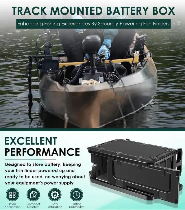 Alt view image 2 of 7 - Track Mounted Battery Box for Fish Finders, Quick-Release Battery Storage & Mounting Platform for Switchblade Transducer Arm, Replace for CellBlok Box CLB-1002