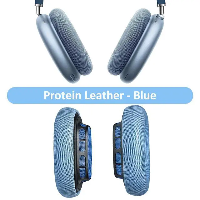 Alt view image 5 of 7 - AirPods Max Headphone Earpads, Protein Leather Replacement Ear Pads, Noise Reduction Mode & Transparency Mode Sound Closer to The Original Version (Sky Blue)