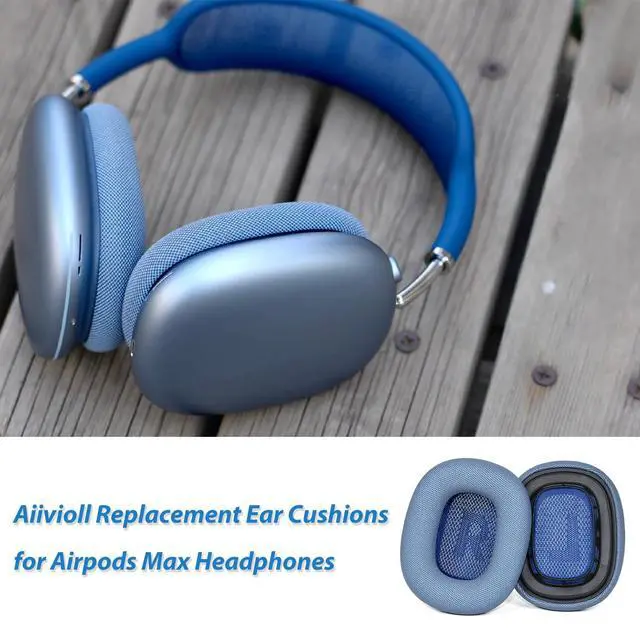 Alt view image 6 of 7 - AirPods Max Headphone Earpads, Protein Leather Replacement Ear Pads, Noise Reduction Mode & Transparency Mode Sound Closer to The Original Version (Sky Blue)
