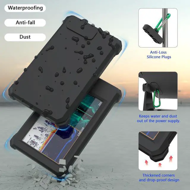 Alt view image 2 of 7 - Fish Finder Protective Silicone Skin Case and Sun Cover for Lowrance Eagle Eye 9 and Lowrance Eagle 9 Full-Coverage, Anti-Scratch, Non-Slip CaseBlack