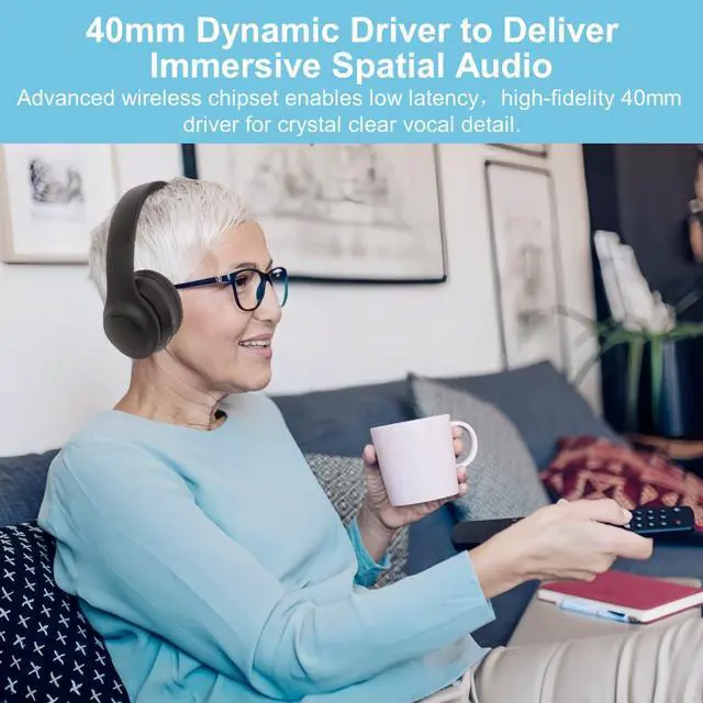 Alt view image 5 of 7 - Wireless Headphones for TV, Foldable ANC Headphones for Traveling, Headset with Bluetooth Transmitter: Optical (Toslink), Coaxial, RCA, 3.5mm AUX and USB Audio Output, Wireless TV Headset for Seniors
