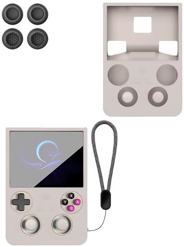 Main image of for ANBERNIC RG 477V Retro Handheld Game Protective case,Soft Silicone Shock-Absorbing Design,Waterproof and Portable,Includes 4 Button caps for rg477v, Grey