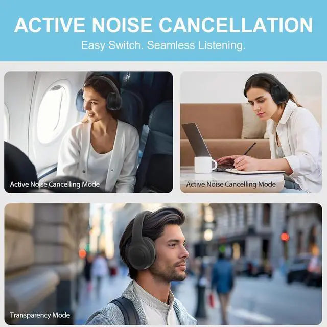 Alt view image 7 of 7 - Wireless Headphones for TV, Foldable ANC Headphones for Traveling, Headset with Bluetooth Transmitter: Optical (Toslink), Coaxial, RCA, 3.5mm AUX and USB Audio Output, Wireless TV Headset for Seniors