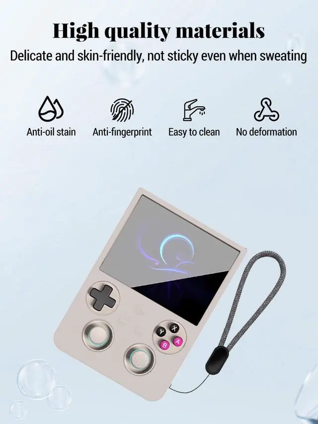 Alt view image 3 of 7 - for ANBERNIC RG 477V Retro Handheld Game Protective case,Soft Silicone Shock-Absorbing Design,Waterproof and Portable,Includes 4 Button caps for rg477v, Grey