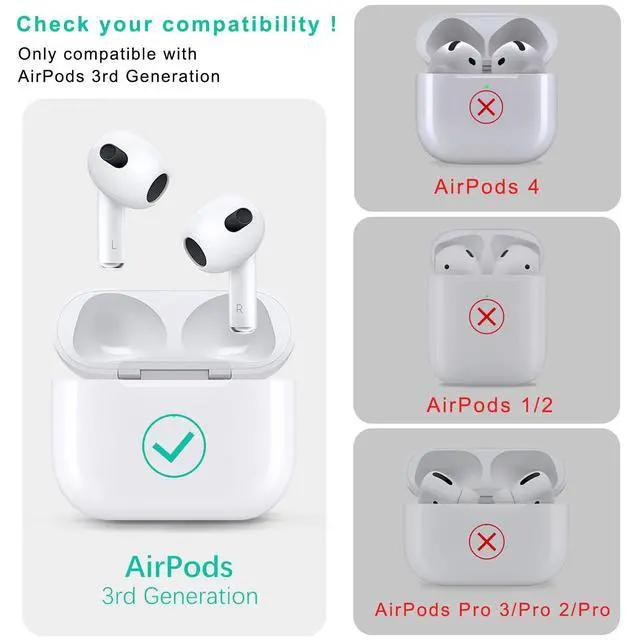 Alt view image 2 of 7 - Compatible with AirPods 3 Case Cover Soft Silicone Skin Case for AirPods 3rd Generation with Bracelet Keychain for Women (Mint Green)