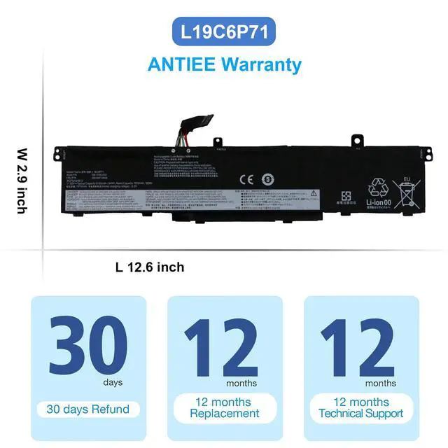 Alt view image 6 of 6 - L19L6P71 L19C6P71 Battery for Lenovo ThinkPad P15 P17 T15G G1 G2 Gen 1 2 | Mobile Workstation 20ST 20SU 20SN 20SQ 20YU 20YQ 20YS 20YR 20UR 20US 20ST000DGE 20YU0003GE 5B10W13958 5B10W13959 94WH