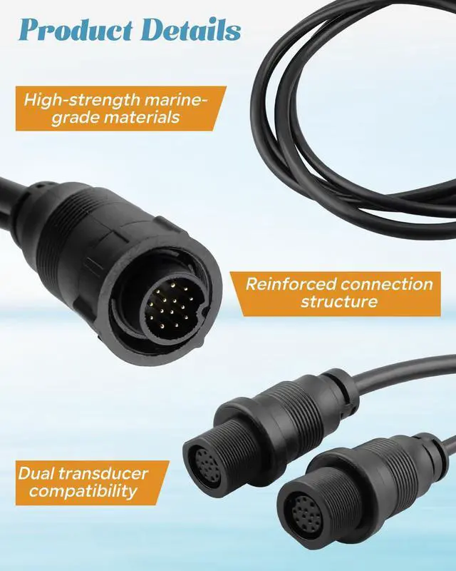 Alt view image 3 of 6 - 720111-1 14 M ID SIDB Y Splitter Cable Fit for Humminbird SOLIX APEX XPLORE Fish Finders All Models, Side Imaging 2D Sonar Connection, 30 Inch Y Cable