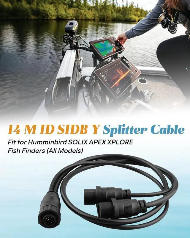 Alt view image 2 of 6 - 720111-1 14 M ID SIDB Y Splitter Cable Fit for Humminbird SOLIX APEX XPLORE Fish Finders All Models, Side Imaging 2D Sonar Connection, 30 Inch Y Cable
