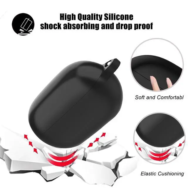 Alt view image 4 of 6 - for Beats Solo Buds Case Cover with Cute Strawberry Charm Heart Keychain, Soft Silicone Protective Case Daisy Key Chains for New Beats Solo Charging Case Earbuds for Women Men Black