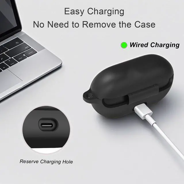 Alt view image 6 of 6 - for Beats Solo Buds Case Cover with Cute Strawberry Charm Heart Keychain, Soft Silicone Protective Case Daisy Key Chains for New Beats Solo Charging Case Earbuds for Women Men Black