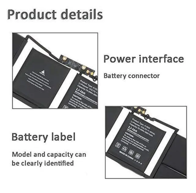 Alt view image 2 of 7 - A1820 Battery Replacement Compatible with Apple MacBook Pro 15-inch A1707 2016 2017 (EMC 3072 3162) 11.4V 76Wh 6600mAh Li-ion