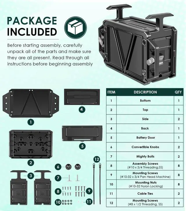Alt view image 7 of 7 - Track Mounted Battery Box for Fish Finders, Quick-Release Battery Storage & Mounting Platform for Switchblade Transducer Arm, Replace for CellBlok Box CLB-1002