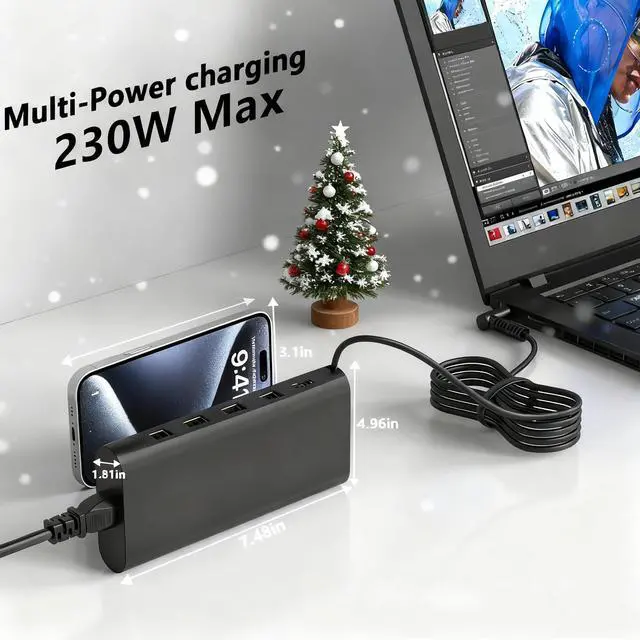 Alt view image 2 of 6 - 230W Laptop Charger Compatible with HP ZBook Fury 16 | Fit for HP ZBook Fury 16 G11 G10 ZBook Studio 16 G11 ZBook Power 16 G11Gaming Laptop RTX 500 Ada RTX5050 RTX4060