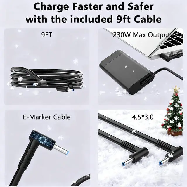 Alt view image 4 of 6 - 230W Laptop Charger Compatible with HP ZBook Fury 16 | Fit for HP ZBook Fury 16 G11 G10 ZBook Studio 16 G11 ZBook Power 16 G11Gaming Laptop RTX 500 Ada RTX5050 RTX4060