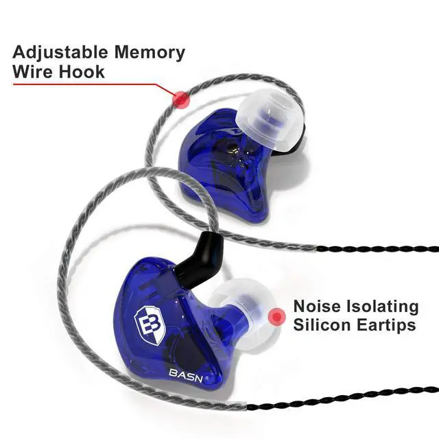 Alt view image 4 of 6 - Bsinger BC100 in Ear Monitor Headphones,Blue | Universal Fit Noise Isolating IEM Earphones for Musicians Singers Studio Audiophiles