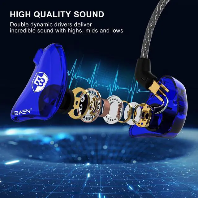 Alt view image 2 of 6 - Bsinger BC100 in Ear Monitor Headphones,Blue | Universal Fit Noise Isolating IEM Earphones for Musicians Singers Studio Audiophiles