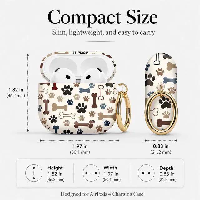 Alt view image 3 of 7 - Compatible with Airpod 4 Case,TPU Cute Pattern Protective, Shockproof Anti Scratch Case with Keychain Ring, Supports Wireless Charging(Paw Prints Bones Woof)