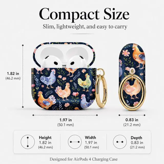 Alt view image 3 of 7 - Compatible with Airpod 4 Case,TPU Cute Pattern Protective, Shockproof Anti Scratch Case with Keychain Ring, Supports Wireless Charging(Colorful Chickens Flowers Leaves)