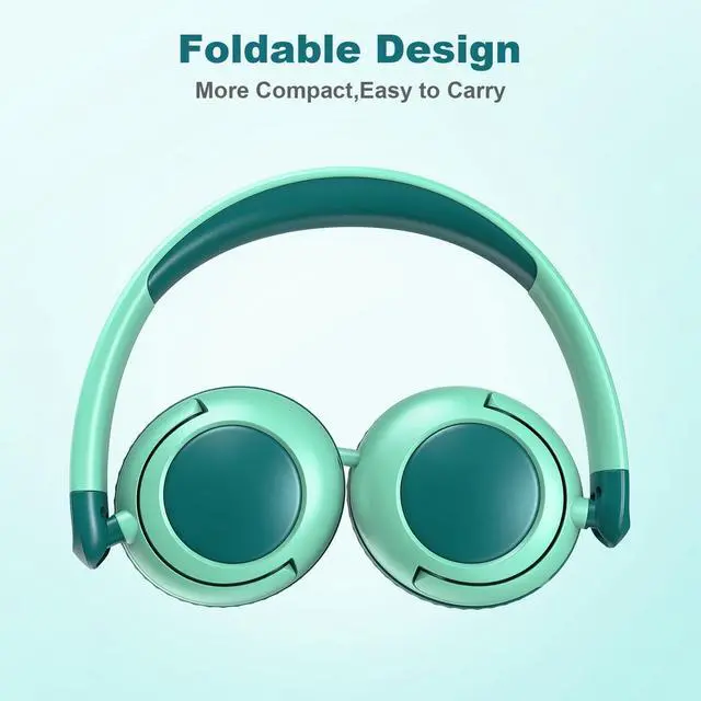 Alt view image 7 of 7 - V8 Kids Headphones,Wired Headphones with Mic, 85/94dB Volume Limiter, Tangle-Free 3.5mm Jack, Stereo Sound, Shared Interface, Adjustable Portable Headphones for School & Travel Green