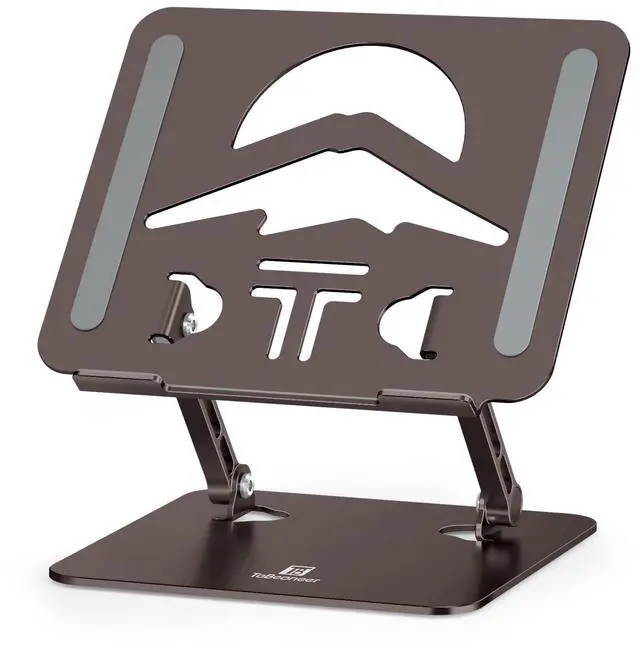 Main image of Z-Shaped Laptop Stand for Desk Fits 10"-16" Notebook Coffee Brown | Adjustable Ergonomic Riser With Portable Folding Design for Comfortable Desk Work, Fit for MacBook, Dell, Acer and HP Laptops