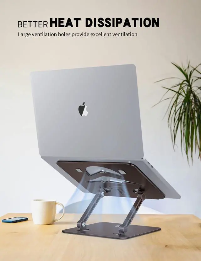 Alt view image 5 of 6 - Z-Shaped Laptop Stand for Desk Fits 10"-16" Notebook Coffee Brown | Adjustable Ergonomic Riser With Portable Folding Design for Comfortable Desk Work, Fit for MacBook, Dell, Acer and HP Laptops