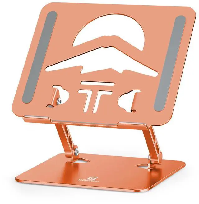 Main image of Z-Shaped Laptop Stand for Desk Fits 10"-16" Notebook, Orange | Adjustable Ergonomic Riser With Portable Folding Design for Comfortable Desk Work, Fit for MacBook, Dell, Acer and HP Laptops