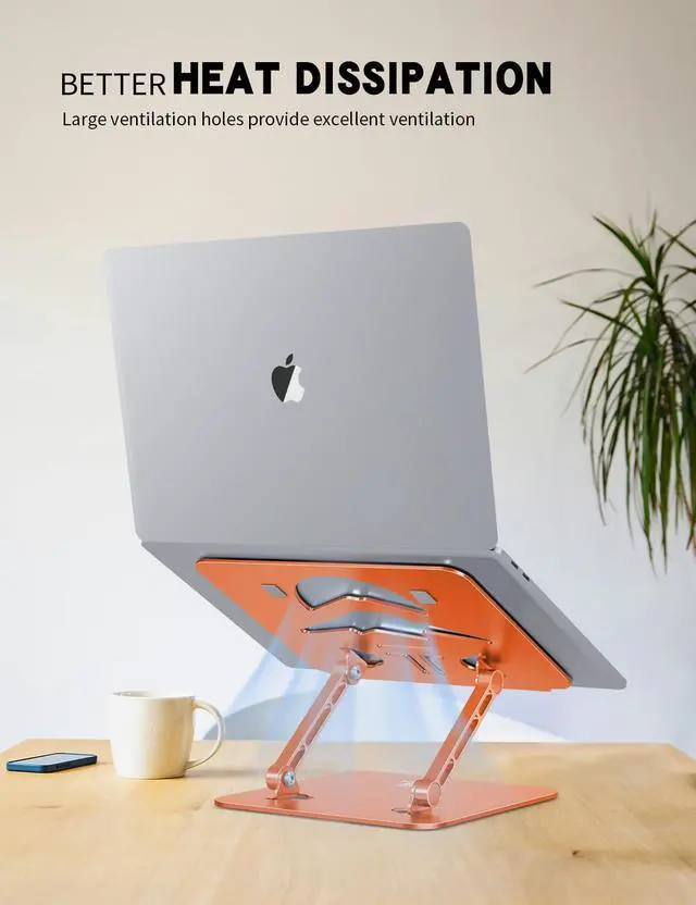 Alt view image 5 of 6 - Z-Shaped Laptop Stand for Desk Fits 10"-16" Notebook, Orange | Adjustable Ergonomic Riser With Portable Folding Design for Comfortable Desk Work, Fit for MacBook, Dell, Acer and HP Laptops
