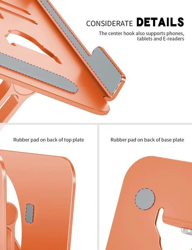 Alt view image 3 of 6 - Z-Shaped Laptop Stand for Desk Fits 10"-16" Notebook, Orange | Adjustable Ergonomic Riser With Portable Folding Design for Comfortable Desk Work, Fit for MacBook, Dell, Acer and HP Laptops