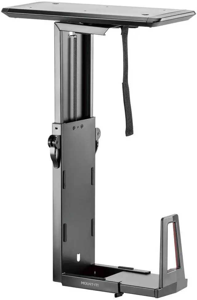 Main image of CPU Under Desk Mount Bracket Rack, Adjustable Computer Tower Desk Mount with Sliding Track, 33 lbs Capacity, Black