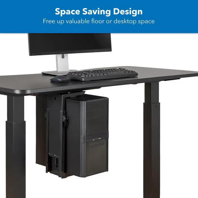 Alt view image 6 of 6 - CPU Under Desk Mount Bracket Rack, Adjustable Computer Tower Desk Mount with Sliding Track, 33 lbs Capacity, Black