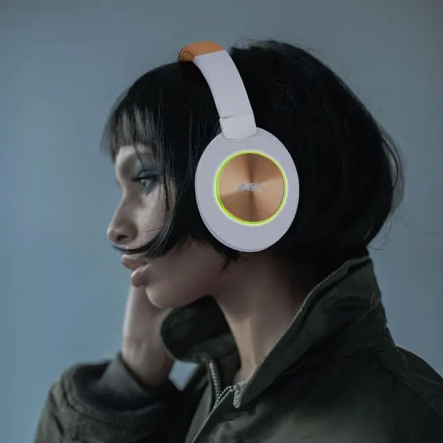 Alt view image 5 of 5 - Over Ear Wireless Bluetooth Headphones, Foldable HiFi Stereo Headphones with 20H Playtime, Bluetooth 5.3, FM/TF, LED Lights for Cellphone Home NX400, Brown