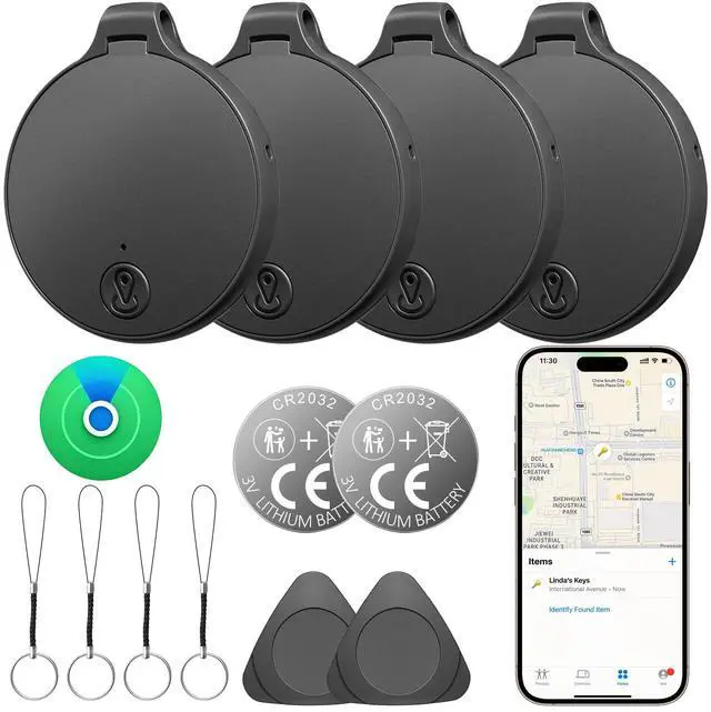 Main image of Bluetooth Tracking Tags (iOS Only) 4 Pack, Compatible with Apple Find My | Smart Bluetooth Tracking Tag, Replaceable Battery, Locator with Sound, Item Finder for Luggage, Wallets, Keys
