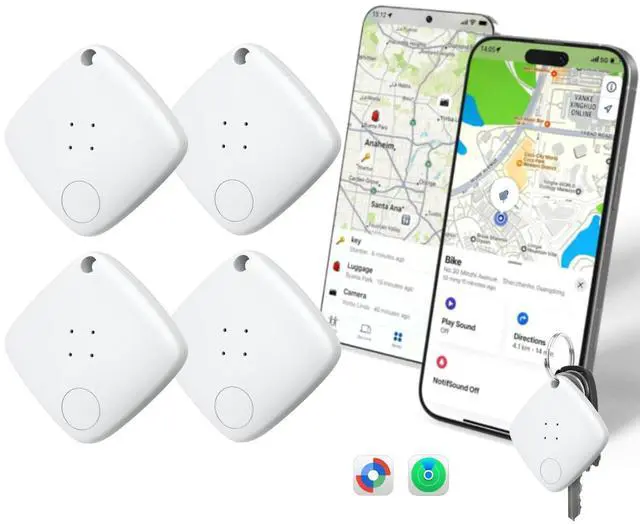 Main image of Air-Tracker Tags for Apple Find My (iOS) & Google Find Hub (Android), Dual-System Bluetooth Smart Tracker Item Finder Device Locator for Key Luggage Wallet Waterproof Gift for Women-White, 4Pack