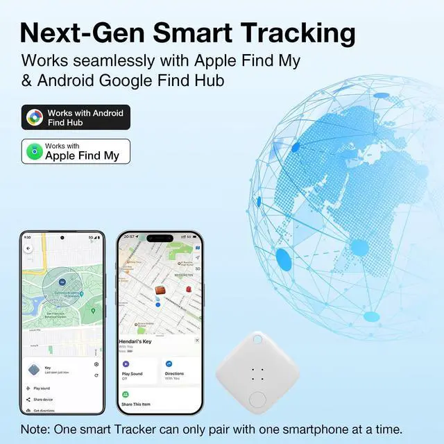 Alt view image 2 of 6 - Air-Tracker Tags for Apple Find My (iOS) & Google Find Hub (Android), Dual-System Bluetooth Tracker Smart Item Finder Device Locator for Key Luggage Wallet Waterproof Gift for Women-White, 2 Pack