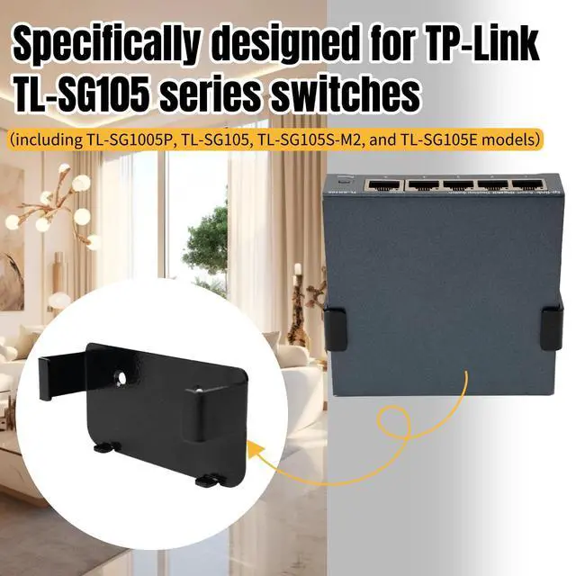 Alt view image 3 of 6 - Metal wall Mount Compatible with TP-Link TL-SG105 Metal Switch Mount - Durable Desktop/Wall Bracket for TL-SG1005P TL-SG105 TL-SG105S-M2 TL-SG105E