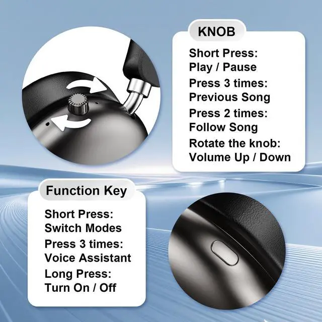 Alt view image 3 of 6 - New Over-Ear Wireless Headphones with Microphone, HiFi Clear Call, USB-C Charging, Comfortable Fit with Head. Compatible with Mobile Phones, Computers, MP3. Bluetooth Headphones (Black)