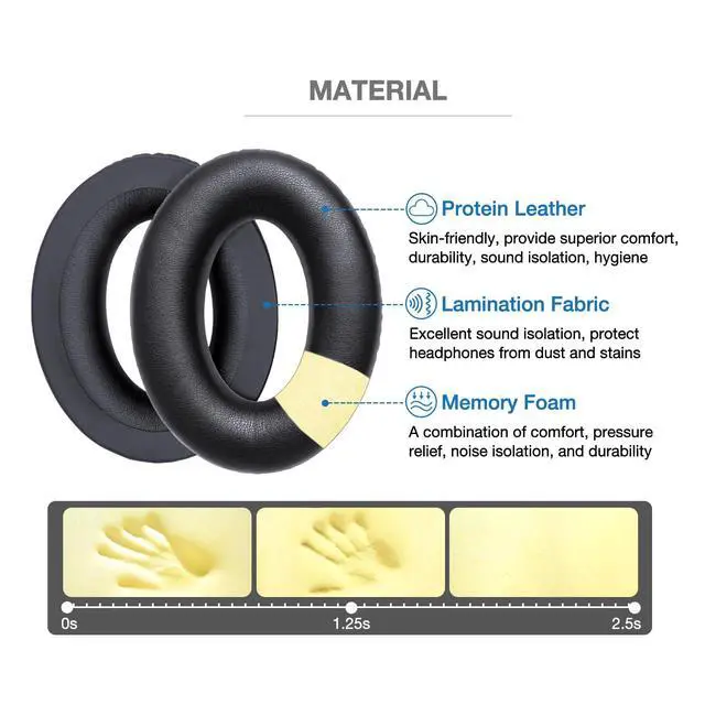 Alt view image 2 of 6 - Replacement Ear Pads Compatible with Bose A20, A30, A10 Aviation Headset, Noise Cancelling Memory Foam Ear Cushions
