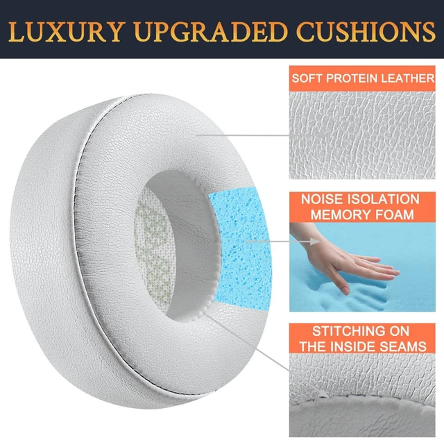 Alt view image 3 of 5 - Replacement Earpads for JBL Live 670NC On-Ear Headphones(Do Not Fit Tune 670NC), Ear Pads Cushions with Soft Protein Leather and High-Density Noise Isolation Foam - Grey
