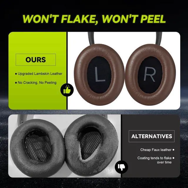 Alt view image 4 of 6 - Replacement Ear Pads for Bose NC700 / 700 Noise Cancelling Headphones, Lambskin Leather Earpad Covers/Cushion Kit with Plush Memory Foam, Thickened Comfort, Tear-Resistant Seams(Brown)