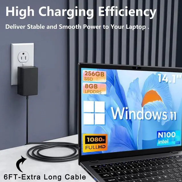 Alt view image 5 of 6 - UL Listed 12V 3A 2A Charger for Chuwi UBook X GemiBook Pro 14'' GemiBook 13''IPS HeroBook Pro 14.1'' IPS Pro+ 13.3 Larkbook 13.3 LincPlus P3 P4 1409 1429 P2 P1 AeroBook Pro Power Supply Adapter Cord