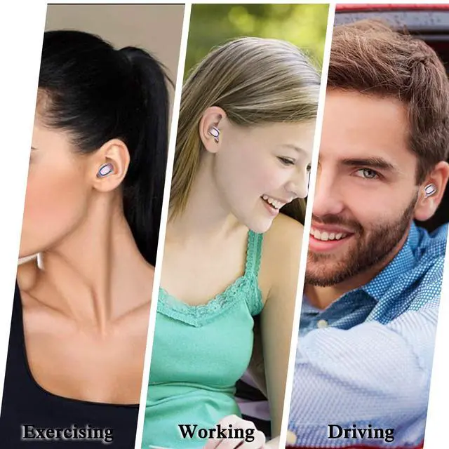 Alt view image 5 of 5 - True Wireless Earbuds for Small Ears, Bluetooth Headphones 48h Playtime IPX7 Waterproof Sport Headphones in-Ear, with Mic Noise Cancelling for iPhone/Samsung/Galaxy for Men Women Rose Gold