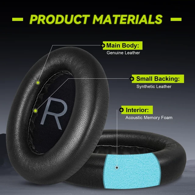 Alt view image 2 of 7 - Replacement Ear Pads for Bose NC700 / 700 Noise Cancelling Headphones, Lambskin Leather Earpad Covers/Cushion Kit with Plush Memory Foam, Thickened Comfort, Tear-Resistant Seams (Black)