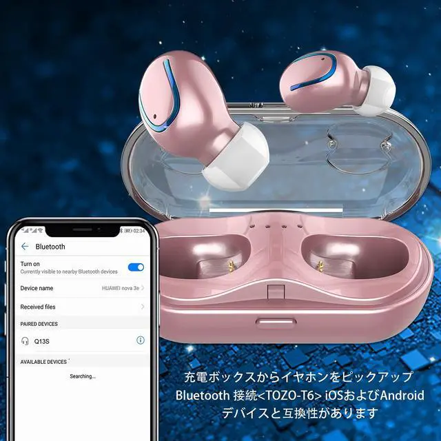Alt view image 4 of 5 - True Wireless Earbuds for Small Ears, Bluetooth Headphones 48h Playtime IPX7 Waterproof Sport Headphones in-Ear, with Mic Noise Cancelling for iPhone/Samsung/Galaxy for Men Women Rose Gold