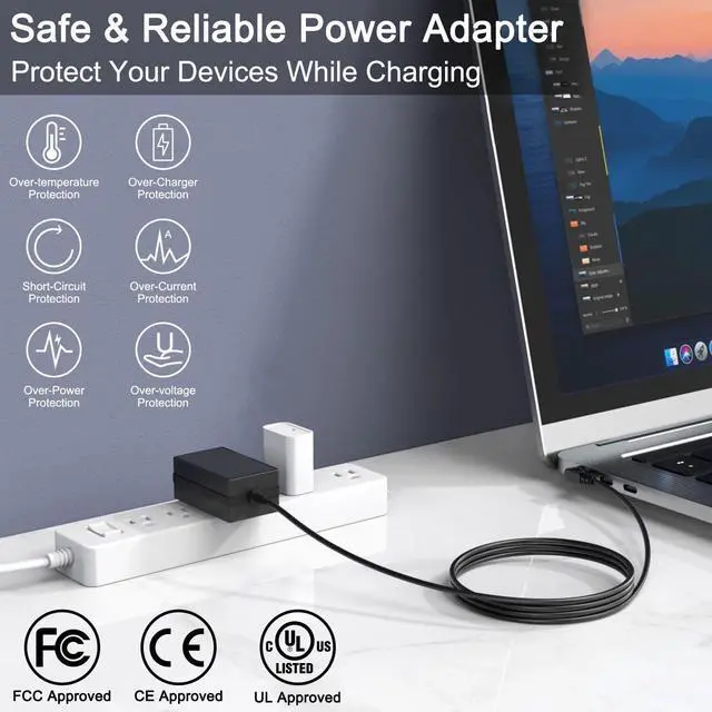 Alt view image 6 of 6 - UL Listed 12V 3A 2A Charger for Chuwi UBook X GemiBook Pro 14'' GemiBook 13''IPS HeroBook Pro 14.1'' IPS Pro+ 13.3 Larkbook 13.3 LincPlus P3 P4 1409 1429 P2 P1 AeroBook Pro Power Supply Adapter Cord