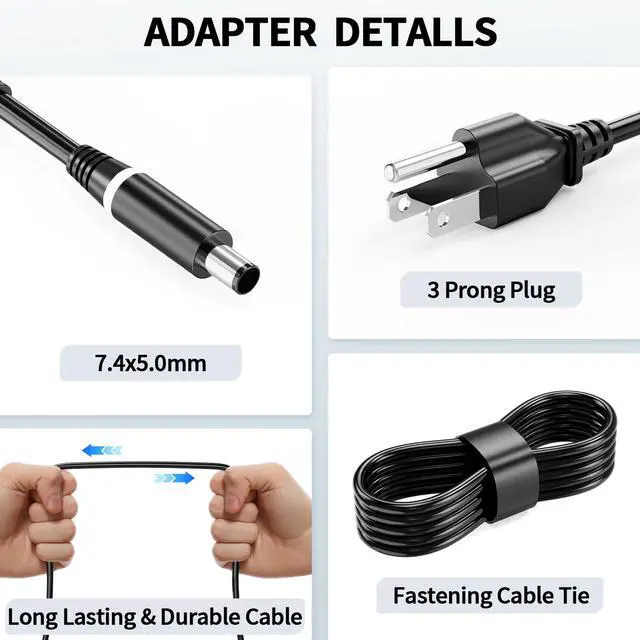 Alt view image 2 of 6 - 180W 240W 7.4mm Laptop Charger Fit for Dell G15 Alienware X17 Precision7780